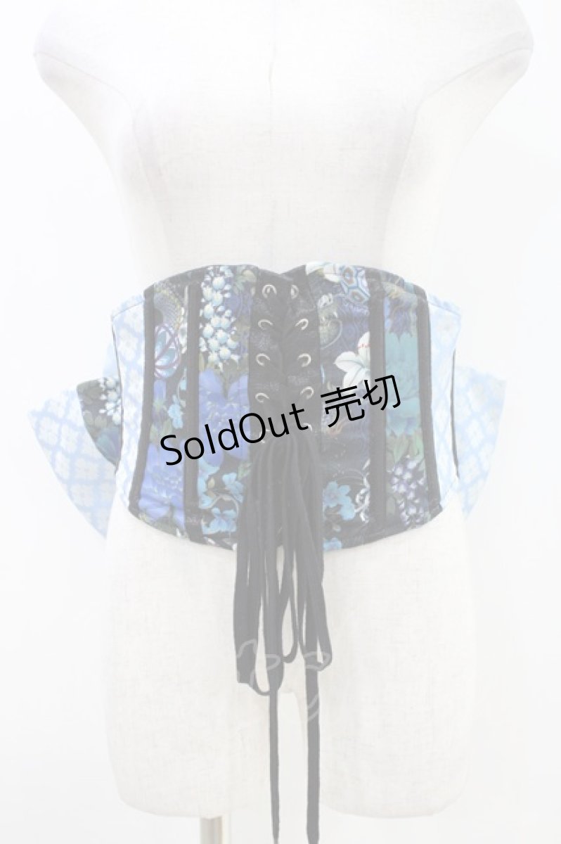 画像1: Qutie Frash / リボン帯コルセット  青 H-26-04-25-1029-QU-TO-AK-ZH (1)