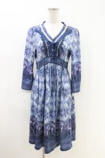 画像1: OZZ ANGELO / 宗教画プリントワンピース  ブルー H-26-04-25-1009-OO-OP-KB-ZH (1)