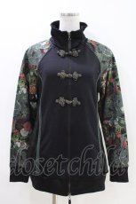 画像1: Qutie Frash / 和柄切替ZIPパーカー  黒 H-26-04-25-1015-QU-TO-AK-ZH (1)