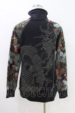 画像3: Qutie Frash / 和柄切替ZIPパーカー  黒 H-26-04-25-1015-QU-TO-AK-ZH (3)