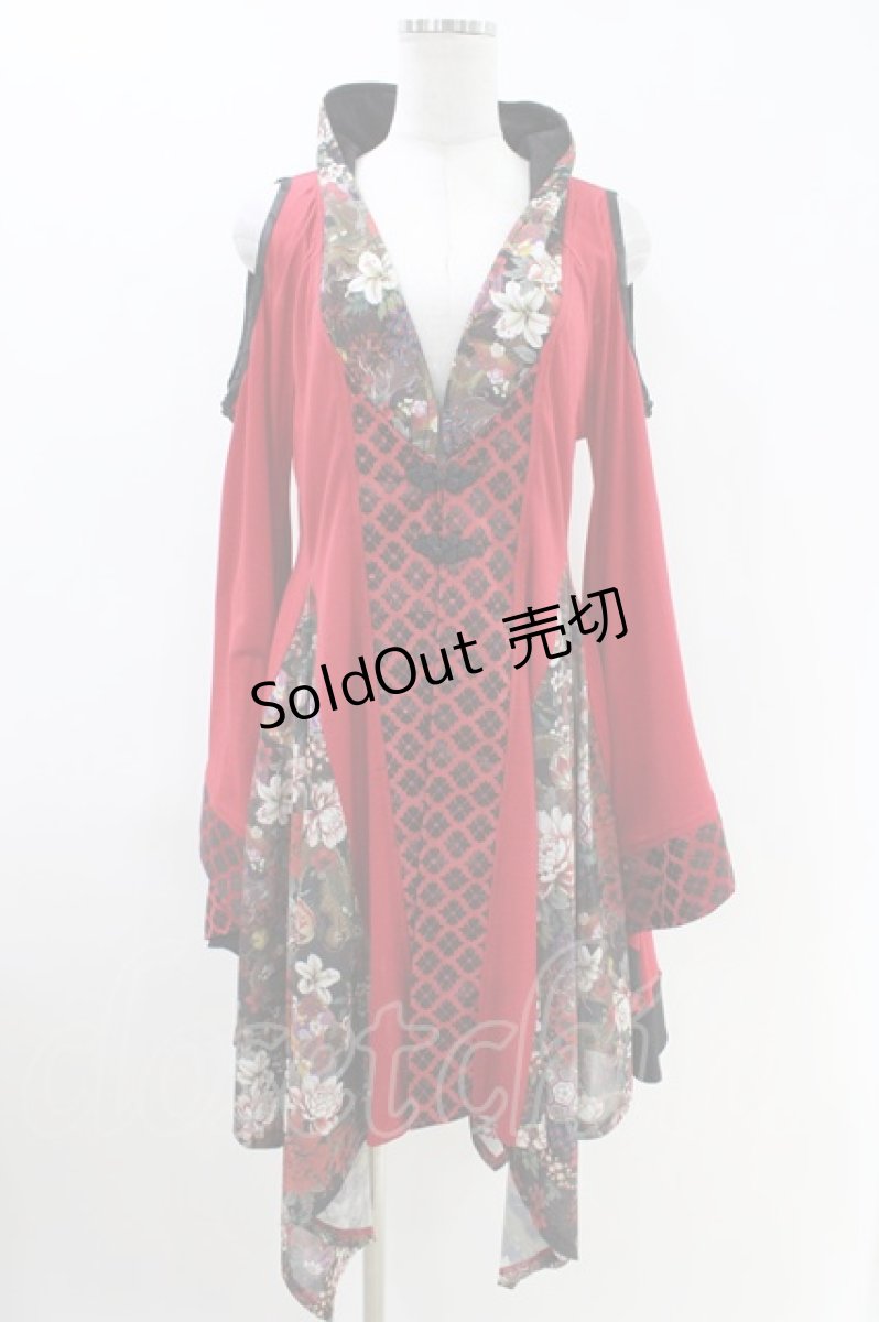 画像1: Qutie Frash / 肩あき着物カーデ  赤 H-26-04-25-1016-QU-JA-AK-ZH (1)