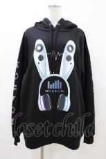 画像1: LISTEN FLAVOR / サイバーうさ耳ヘッドホンパーカー  ブラック H-26-04-25-056-PU-TO-KB-ZH (1)