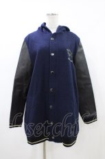 画像1: elements,H / レザー切替フードブルゾン HOMME ネイビー H-26-04-25-057-PU-JA-KB-ZH (1)