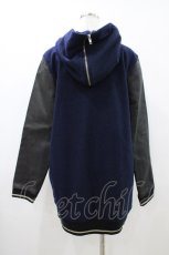 画像2: elements,H / レザー切替フードブルゾン HOMME ネイビー H-26-04-25-057-PU-JA-KB-ZH (2)