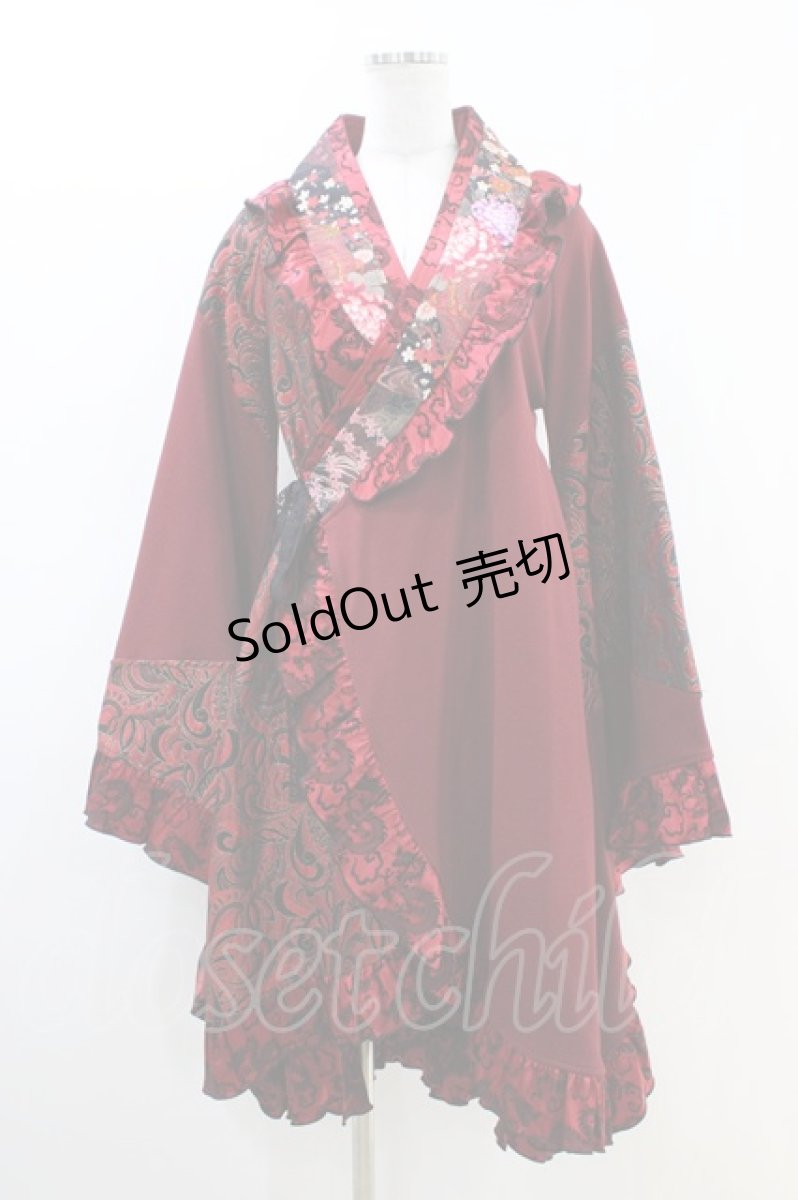 画像1: Qutie Frash / フリル着物カーディガン  赤 H-26-04-25-015-QU-TO-AK-ZH (1)