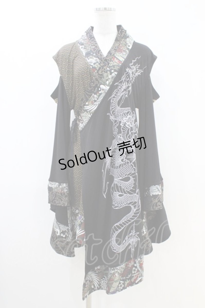 画像1: Qutie Frash / 肩あき着物カーディガン  黒 H-26-04-25-020-QU-TO-AK-ZH (1)