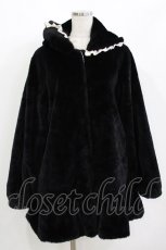 画像1: DearMyLove / /うさ耳レースアップリボンファーコート M ブラック H-26-04-26-030-EL-CO-NS-ZH (1)