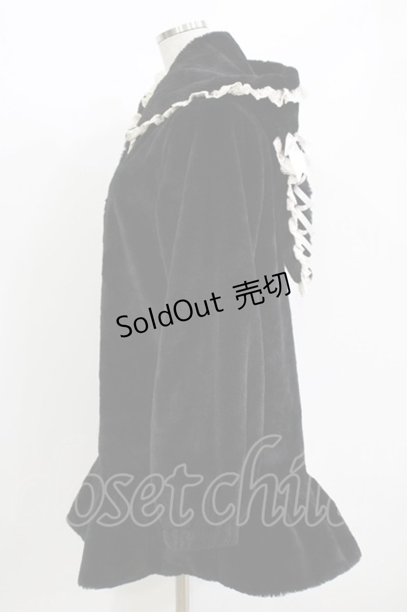 画像2: DearMyLove / /うさ耳レースアップリボンファーコート M ブラック H-26-04-26-030-EL-CO-NS-ZH (2)
