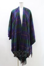 画像1: Jane Marple Dans Le Salon / ビッグタータンストールマント  ネイビー×グリーン H-26-04-26-1002-JM-JA-KB-ZH (1)