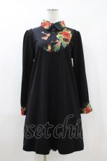 画像1: Despair / 和柄切り替えトラペーズワンピース  ブラック H-26-04-26-1013-GO-OP-KB-ZH (1)