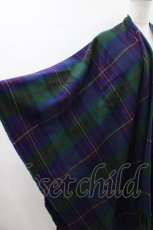 画像2: Jane Marple Dans Le Salon / ビッグタータンストールマント  ネイビー×グリーン H-26-04-26-1002-JM-JA-KB-ZH (2)