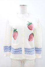 画像1: Jane Marple / Strawberryとクロッシュレースのカーディガン  オフホワイト×ブルー H-26-04-26-1025-JM-TO-KB-ZH (1)
