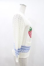 画像2: Jane Marple / Strawberryとクロッシュレースのカーディガン  オフホワイト×ブルー H-26-04-26-1025-JM-TO-KB-ZH (2)