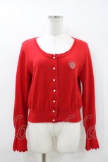 画像1: Emily Temple cute / ロゴ刺繍ニットカーディガン  レッド H-26-04-26-1026-ET-TO-KB-ZH (1)