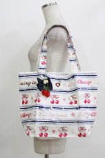 画像1: BABY,THE STARS SHINE BRIGHT / BABYオリジナルチェリーリボン柄トートBag  白 H-26-04-26-063-BA-BG-NS-ZH (1)