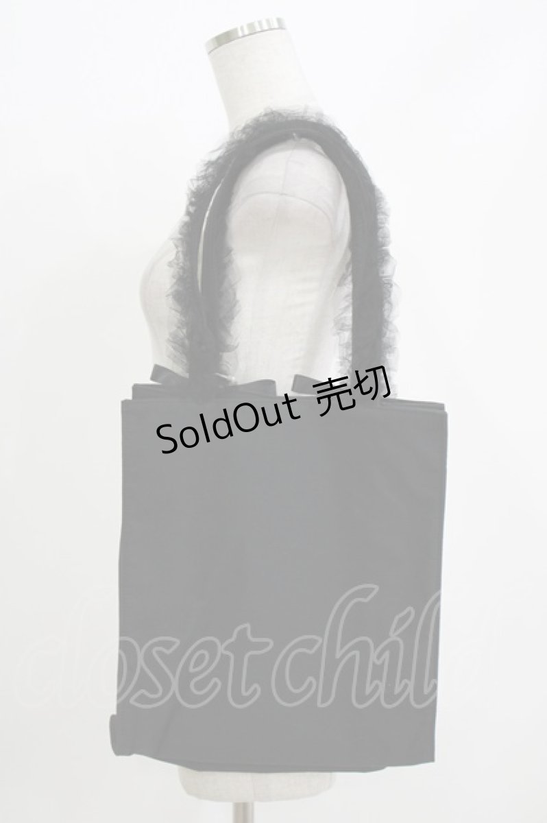 画像2: Maison de FLEUR / チュールハンドルスクエアトートバッグ Free ブラック H-26-04-26-067-LO-BG-NS-ZH (2)