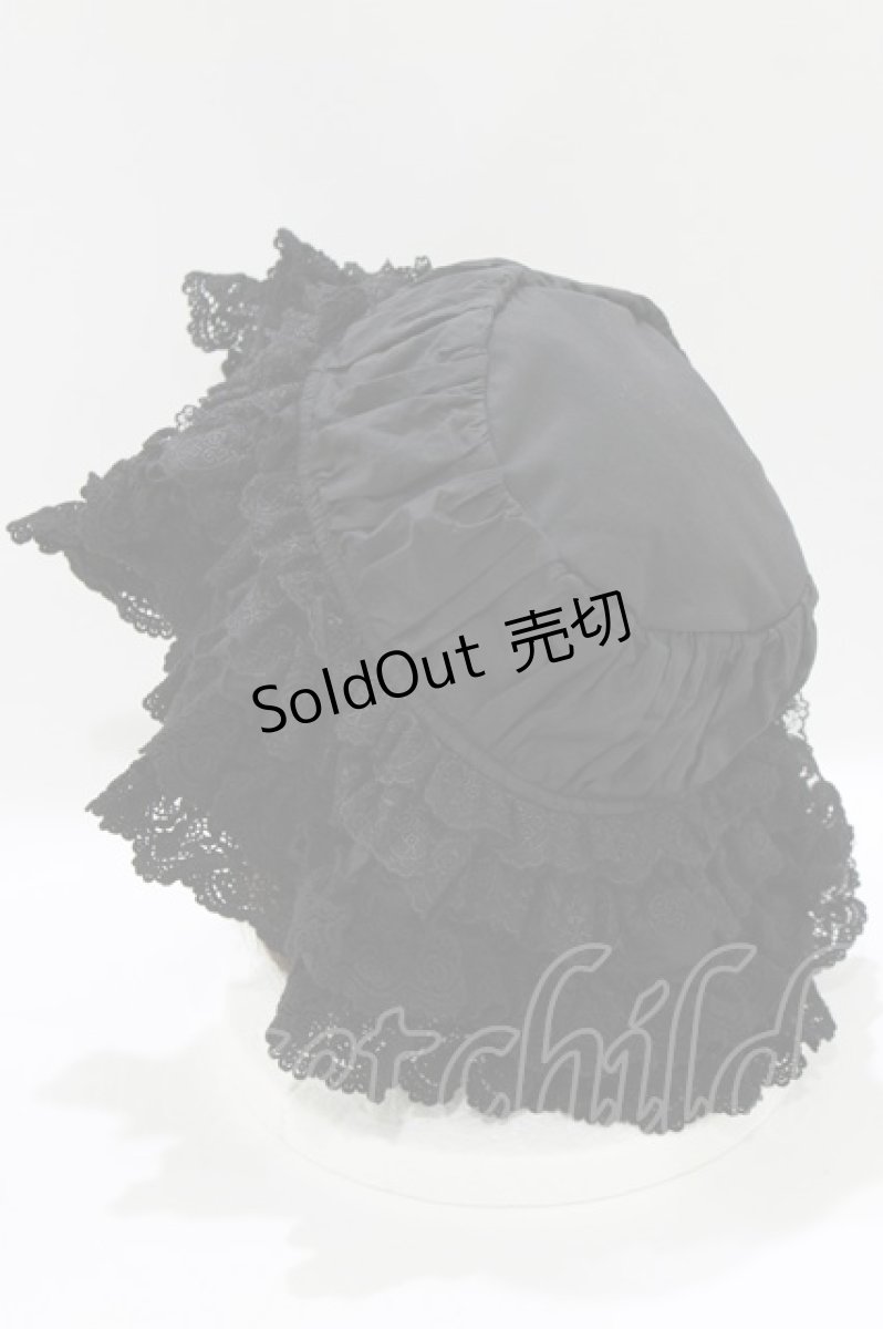 画像2: 黒眼窩診療室（海外ロリータブランド） / レースフリルハット  ブラック H-26-04-26-080-PU-AC-NS-ZH (2)
