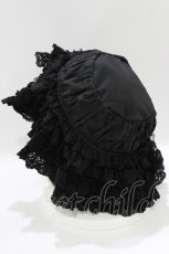 画像2: 黒眼窩診療室（海外ロリータブランド） / レースフリルハット  ブラック H-26-04-26-080-PU-AC-NS-ZH (2)