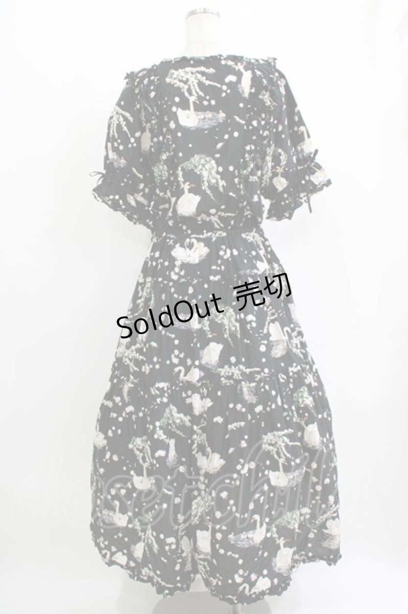 画像3: PINK HOUSE / SWAN LAKEプリントミディワンピース F ブラック H-26-04-26-007-LO-OP-YZ-ZH (3)