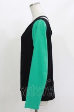 画像2: NieR Clothing / 配色切替カットソー  シエル配色 H-26-04-27-027-PU-TO-KB-ZH (2)