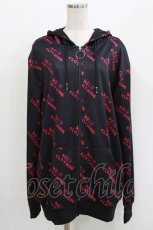 画像1: NieR Clothing / 総柄ZIPパーカー  黒×ピンクロゴ H-26-04-27-030-PU-TO-KB-ZH (1)