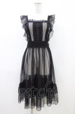 画像1: axes femme kawaii / ドットチュールエプロン M ブラック H-26-04-27-1043-AX-OP-YZ-ZH (1)