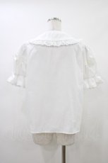 画像2: Chalmiere / トーションレース丸襟半袖ブラウス M 白 H-26-04-27-1044-0-BL-NS-ZH (2)