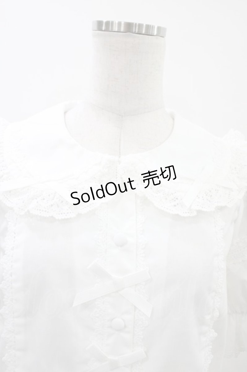 画像3: Chalmiere / トーションレース丸襟半袖ブラウス M 白 H-26-04-27-1044-0-BL-NS-ZH (3)