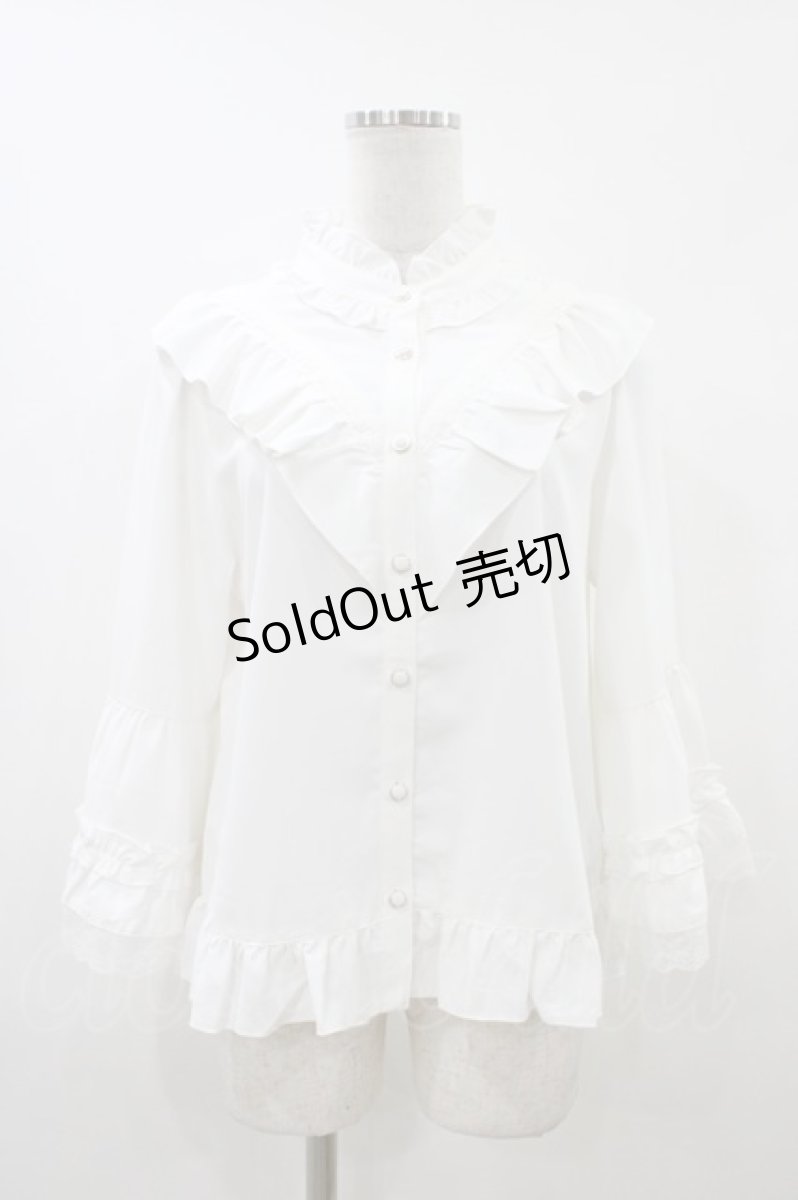 画像1: axes femme / 姫袖風フレア袖ブラウス Free 白 H-26-04-27-1046-AX-BL-NS-ZH (1)