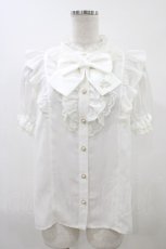 画像1: Secret Honey / スタンドカラーダブルフリルブラウス Free 白 H-26-04-27-1047-CA-BL-NS-ZH (1)