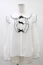 画像1: Secret Honey / フリルリボンブラウス Free オフ H-26-04-27-1052-CA-BL-NS-ZH (1)