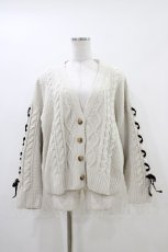 画像1: axes femme / レースアップニットカーディガン M アイボリー H-26-04-27-1065-AX-TO-NS-ZH (1)