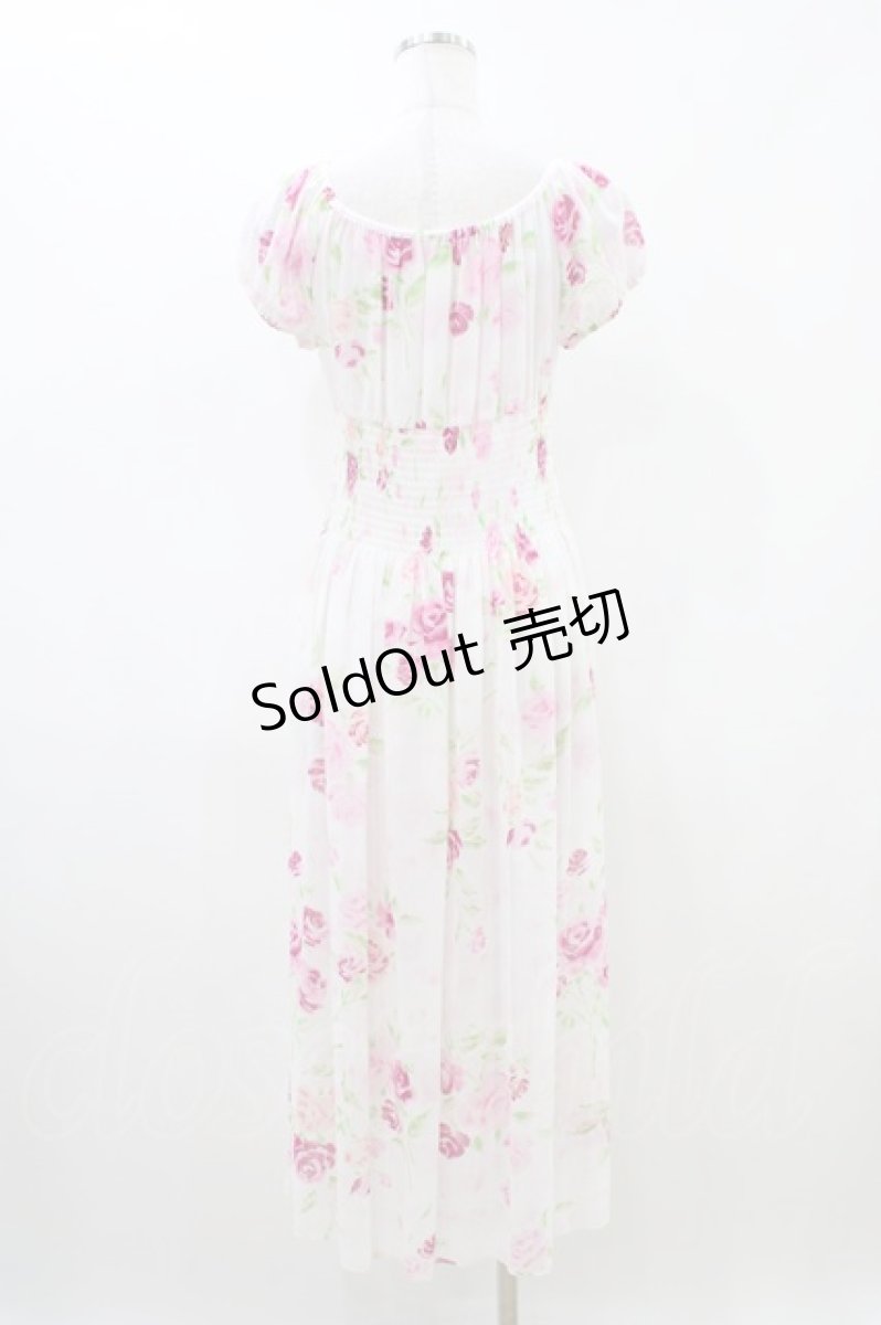 画像2: JESUS DIAMANTE / スモッキングパフマキシワンピース 38 ぼかし薔薇 H-26-04-27-1022-JE-OP-YZ-ZH (2)