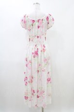画像2: JESUS DIAMANTE / スモッキングパフマキシワンピース 38 ぼかし薔薇 H-26-04-27-1022-JE-OP-YZ-ZH (2)