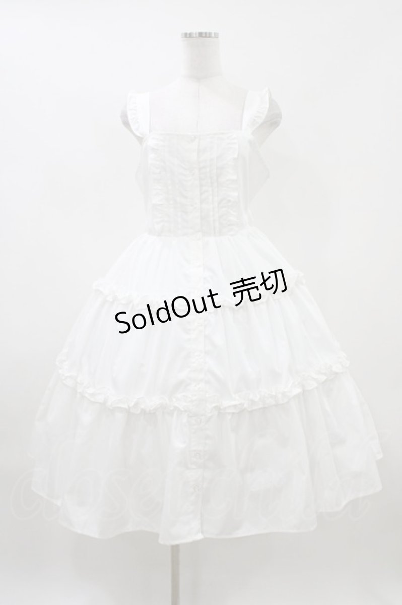 画像1: Alice Mashiro / TT*MAAフリルジャンパースカート L 白 H-26-04-27-1030-PU-OP-NS-ZH (1)