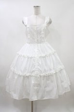 画像1: Alice Mashiro / TT*MAAフリルジャンパースカート L 白 H-26-04-27-1030-PU-OP-NS-ZH (1)