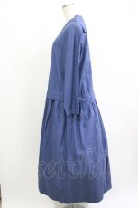 画像2: Jane Marple Dans Le Salon / Coating typewriter marine collar dress M ブルー H-26-04-27-007-JM-OP-KB-ZH (2)