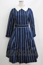 画像1: Jane Marple / Ribbon stripe jacquardのパブリックドレス  ネイビー H-26-04-27-002-JM-OP-KB-ZH (1)