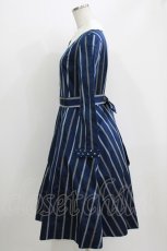 画像2: Jane Marple / Ribbon stripe jacquardのパブリックドレス  ネイビー H-26-04-27-002-JM-OP-KB-ZH (2)