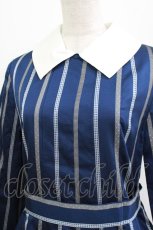 画像4: Jane Marple / Ribbon stripe jacquardのパブリックドレス  ネイビー H-26-04-27-002-JM-OP-KB-ZH (4)