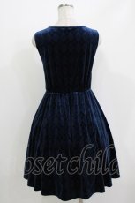 画像3: axes femme / ダイヤ柄ベロアワンピース M ネイビー H-26-04-28-026-AX-OP-NS-ZH (3)