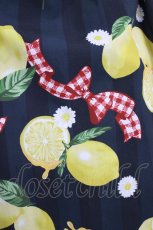 画像4: axes femme kawaii / ストライプレモン柄ジャンスカ M ネイビー H-26-04-28-003-AX-OP-NS-ZH (4)