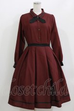 画像1: axes femme / タイ付ワンピース Free ワイン H-26-04-28-004-AX-OP-NS-ZH (1)