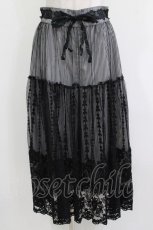 画像1: axes femme / ストライプ柄透かしパンツ M ブラック H-26-04-28-033-AX-PA-NS-ZH (1)