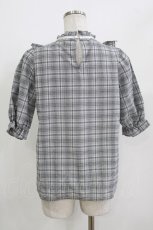 画像3: NOEMIE / チェックフリルブラウス M グレー H-26-04-28-042-LO-BL-NS-ZH (3)