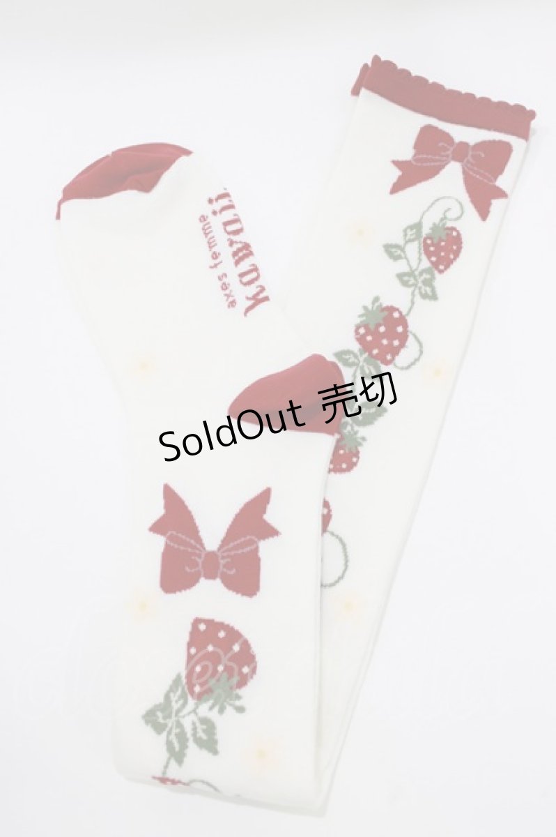 画像1: axes femme kawaii / いちご柄オーバーニー Free オフ H-26-04-28-064-AX-ZA-NS-ZH (1)