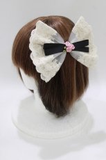 画像1: m petit by misako / リボンバレッタ  アイボリー H-26-04-28-068-LO-AC-NS-ZH (1)