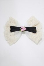 画像2: m petit by misako / リボンバレッタ  アイボリー H-26-04-28-068-LO-AC-NS-ZH (2)