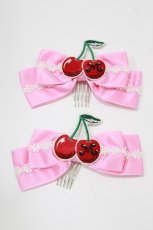 画像2: metamorphose / チェリーワッペンヘアコーム（2個Set）  ピンク H-26-04-28-075-ME-AC-NS-ZH (2)