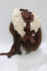 画像2: 妹抖手作工作屋（海外ロリータブランド） / ボンネット  生成り H-26-04-28-079-PU-AC-NS-ZH (2)